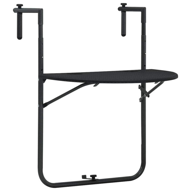 Hanging Balcony Table Black Plastic & Steel 60x64x83.5cm Rattan