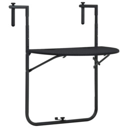 Hanging Balcony Table Black Plastic & Steel 60x64x83.5cm Rattan