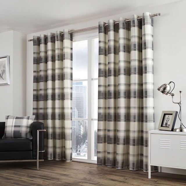 Fusion Balmoral Check 100% Cotton Eyelet Lined Curtains