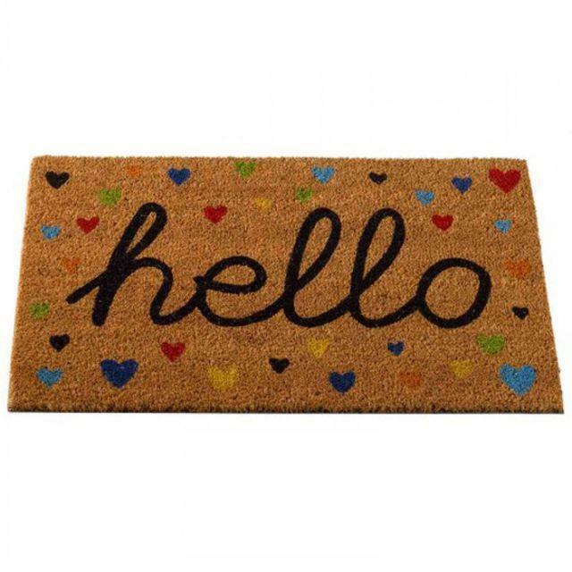Hearty Hello Decoir Mat 75 X 45cm Door Hard Wearing Indoor Outdoor Non