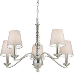 Hanging Ceiling Pendant Light Satin Nickel 5x Shade Lamp Bulb Holder
