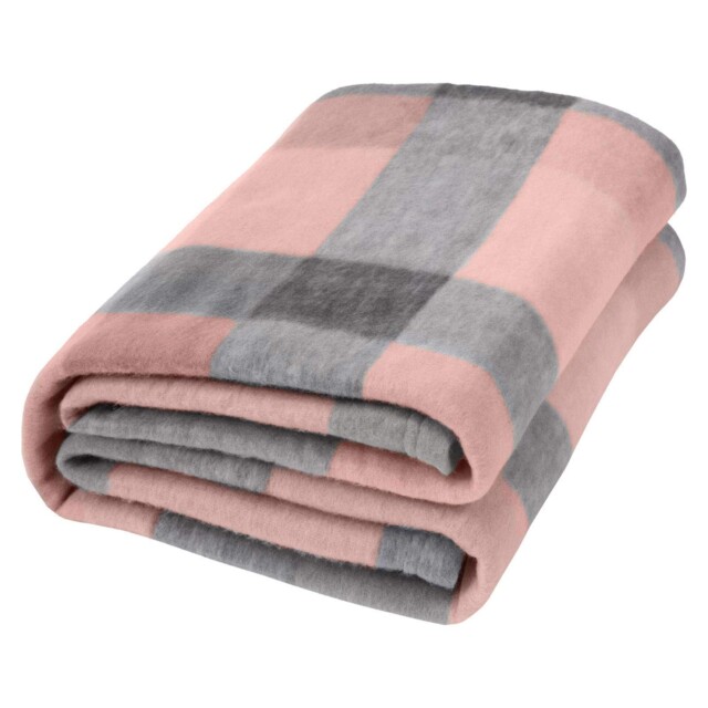 Blush Winter Check Fleece Blanket Super Soft Warm Cosy Sofa Bed Picnic