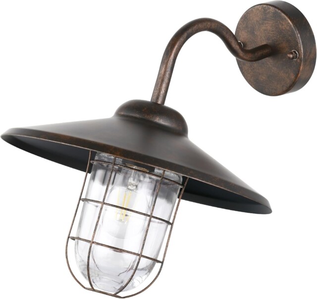 Eglo Melogoa Outdoor Wall Light, Antique Copper External Porch Light,