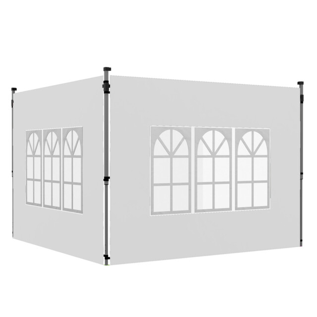 Gazebo Side Panel White 295x195cm Oxford Cloth Window Straps Pack 2pcs