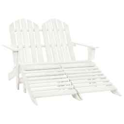 2-seater Garden Adirondack Chair & Ottoman Fir Wood White Vidaxl