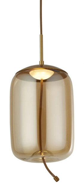 Ceiling Light Brass Lisbon Led Satin Amber Glass 180mm Searchlight
