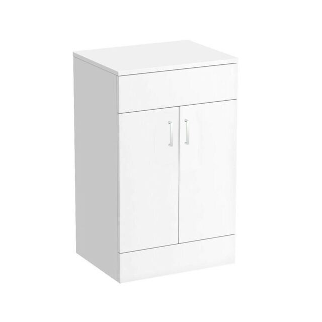 600mm White Nuie Vanity Unit Countertop Bathroom Furniture Oval Basin