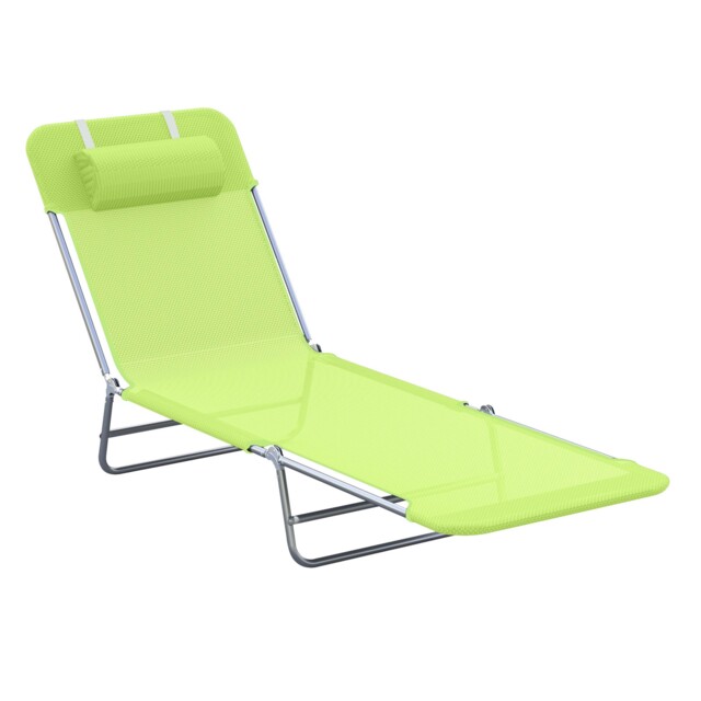 Sun Bed Recliner 182x56x24.5cm Foldable Aluminum Frame Light Green