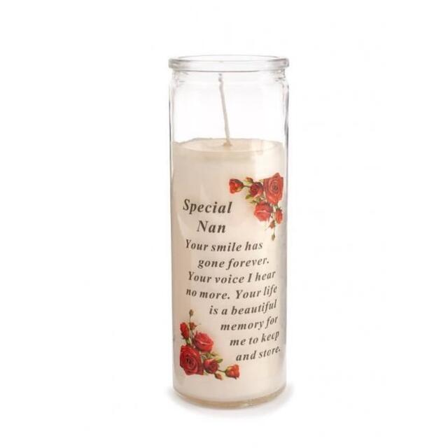Graveside Memorial Candle Sentiment Verse Ornament Red Roses - Special
