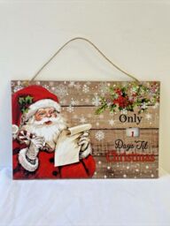 Christmas Wooden Advent Calendar Countdown Santa Wall Plaque Rustic