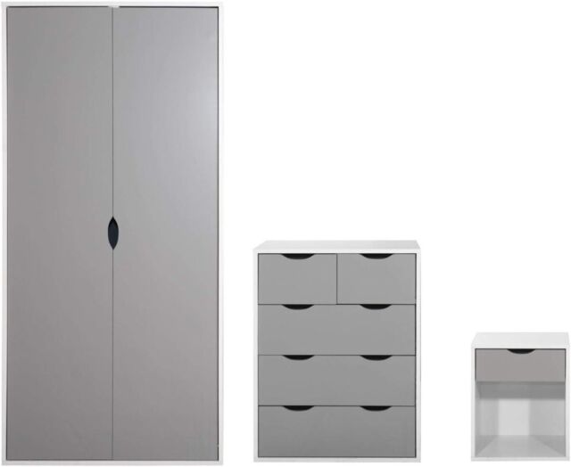Bedroom Furniture Set Chest Of Drawers Wardrobe Bedside Unit 3 Piece