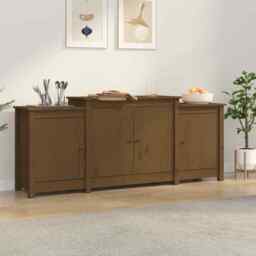 Sideboard Honey Brown 164x37x68 Cm Solid Wood Pine Vidaxl