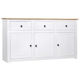Solid Wood Pine Sideboard 3 Drawers Doors Storage Chest Side Cabinet