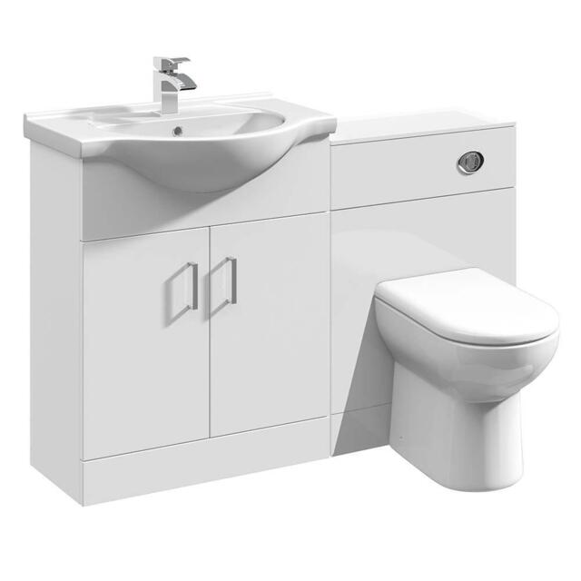 Vanity Unit With Combined Sink & Toilet Bathroom Suite Furniture Wc