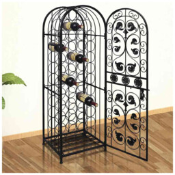 Wine Rack Black Wrought Iron 45x35.7x133.5cm 45-bottle Wall-mount