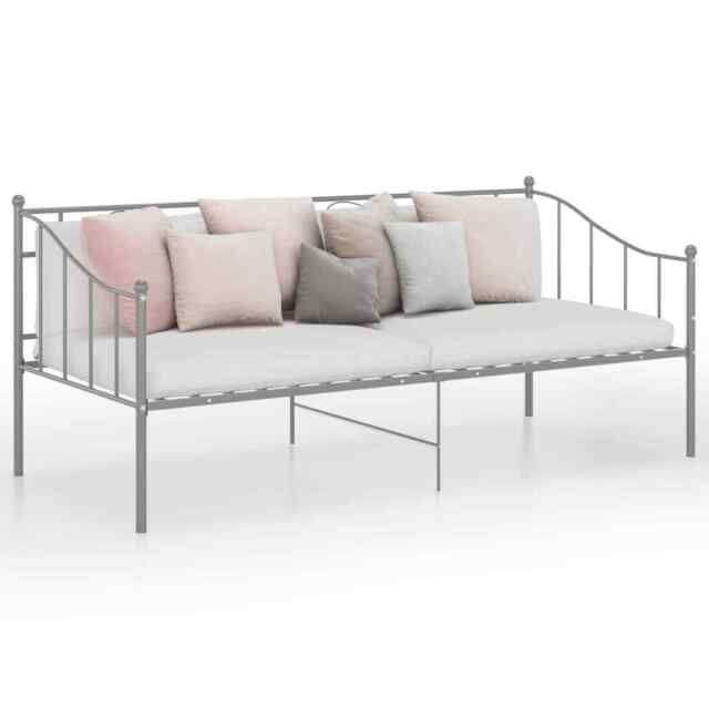 Sofa Bed Frame Grey Metal 90x200 Cm Vidaxl
