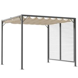 Metal Pergola Patio Sun Shelter Tent Retractable Canopy Uv Cut Beige