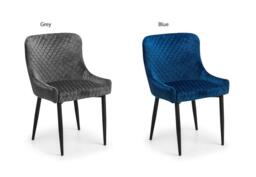 Julian Bowen Luxe Blue And Grey With Black Legs Dining Chair