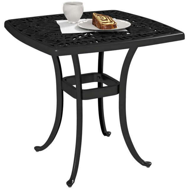 Bistro Table Black Aluminium 54x54x52.5cm Floral Top With 38mm Outdoor