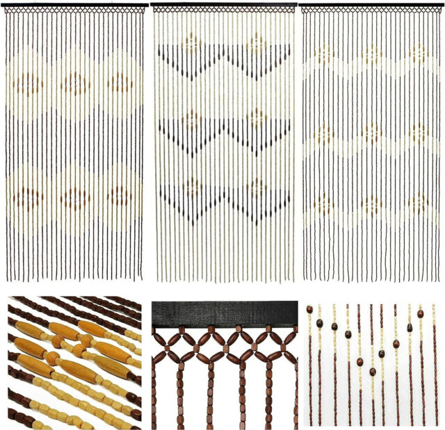 180 X 90cm Wooden Beaded Bamboo Door Curtain Summer Blind Fly Mosquito