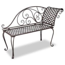 Garden Chaise Lounge Antique Brown Iron Scroll Pattern 128x46x88cm