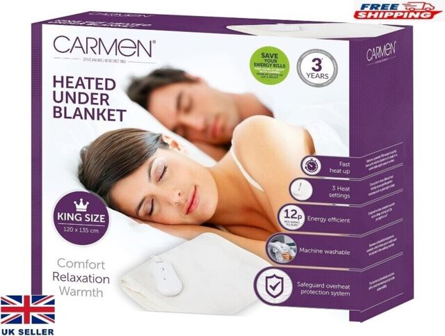 Heated Under Blanket Warmer Carmen Winter 3 Heat Settings King Size