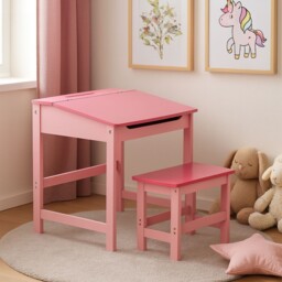 Children's Pink Desk And Stool - Jordan