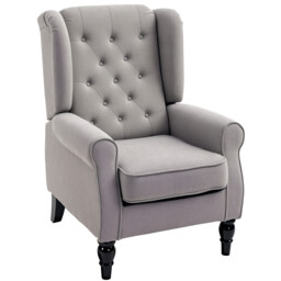 Homcom Accent Armchair Home Furniture Retro Tufted Club Wood Fabric,