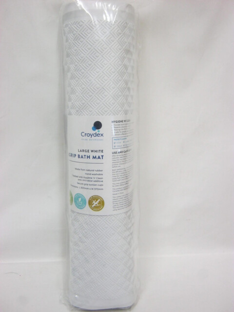 Croydex Rubber Bath Mat Large 37cm X 90cm White Textured Ag182622