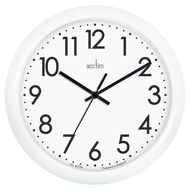 Acctim Abingdon Wall Clock, Quartz Movement, White, 21892