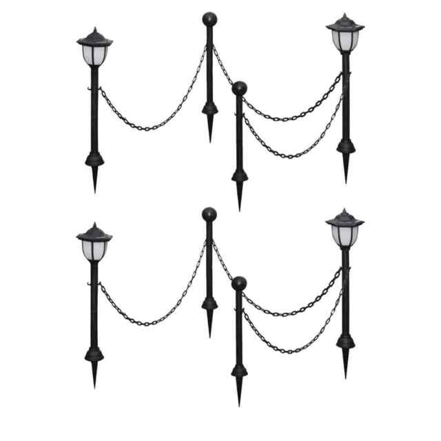 Solar Lights 4 Pcs With Chain Fence And Poles Vidaxl