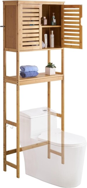 Vevor Bamboo Over The Toilet Storage Cabinet, 68.9 In Height Bathroom