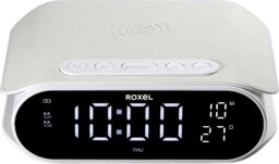 Roxel Rac-10 White Bedside Alarm Clock With Wireless Fast Charging For