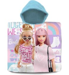 Barbie Kids Character Hooded Poncho 100% Cotton Bath Beach Swimming