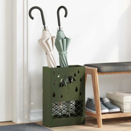 Umbrella Stand With Storage Olive Green 28 X 12 X 41 Cm Steel Vidaxl