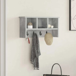Wall-mounted Coat Rack With Shelf Concrete Grey 50 X 16 X 26 Cm Vidaxl