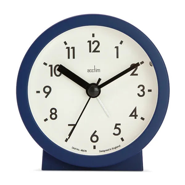 Alarm Clock Analogue Blue Acctim Gaby Quartz Compact Bedroom Timepiece