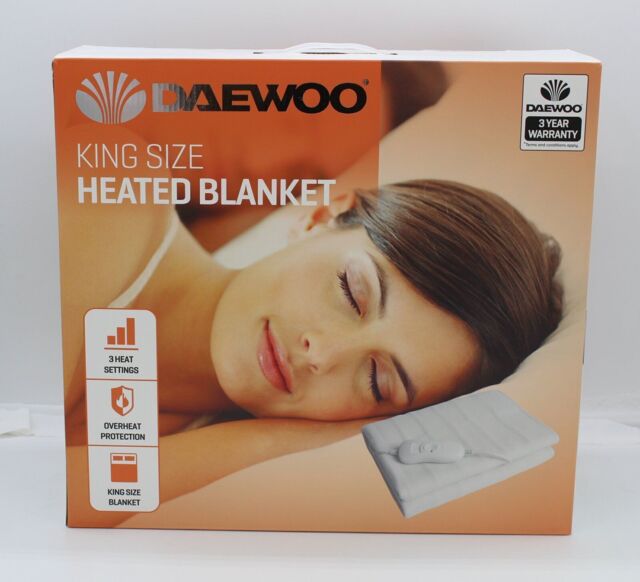 Daewoo King Size Electric Heated Blanket 110w 3 Settings 142cm X 150cm