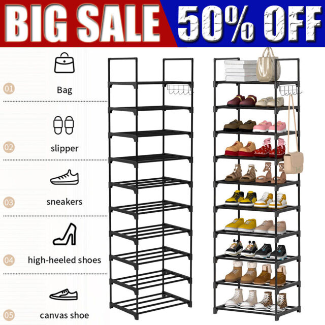10tier Narrow Shoe Rack Shoe Shelf Vertical Tall Slim Footwear Storage