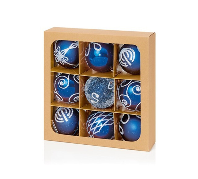 Shatterproof Blue Christmas Baubles 60mm - Pack Of 9