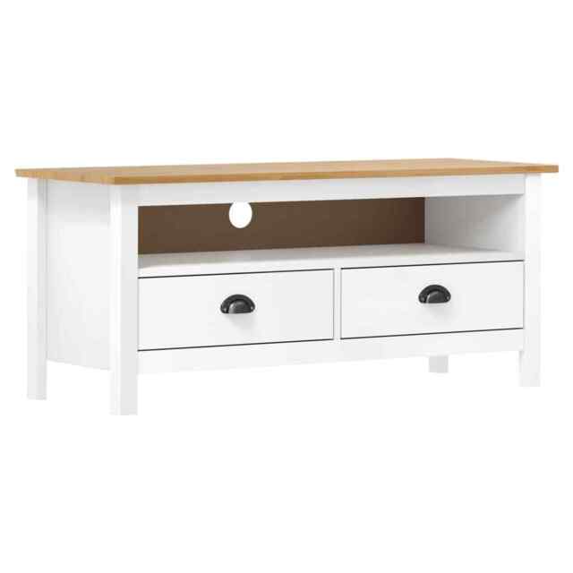 Tv Cabinet Hill White 110x40x47 Cm Solid Pine Wood Vidaxl