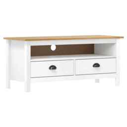 Tv Cabinet Hill White 110x40x47 Cm Solid Pine Wood Vidaxl