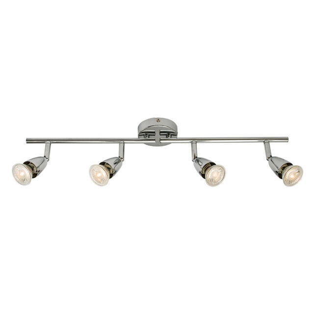 Polished Chrome 4 Way Gu10 Spotlight Ceiling Spot Bar Light Led