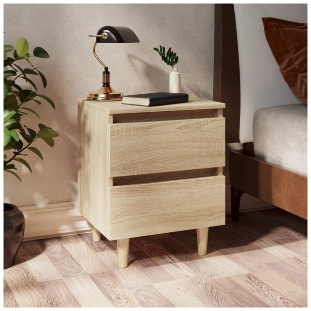 Bedside Cabinet Sonoma Oak Engineered Wood 40x35x50cm Drawer Tapered