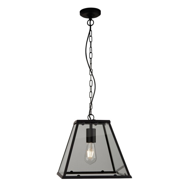 1 Light Black Finish Frame Ceiling Fitting Pendant Light With Clear