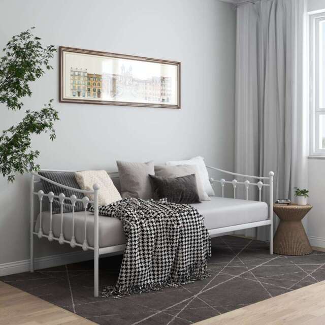 Sofa Bed Frame White Metal 90x200 Cm Vidaxl