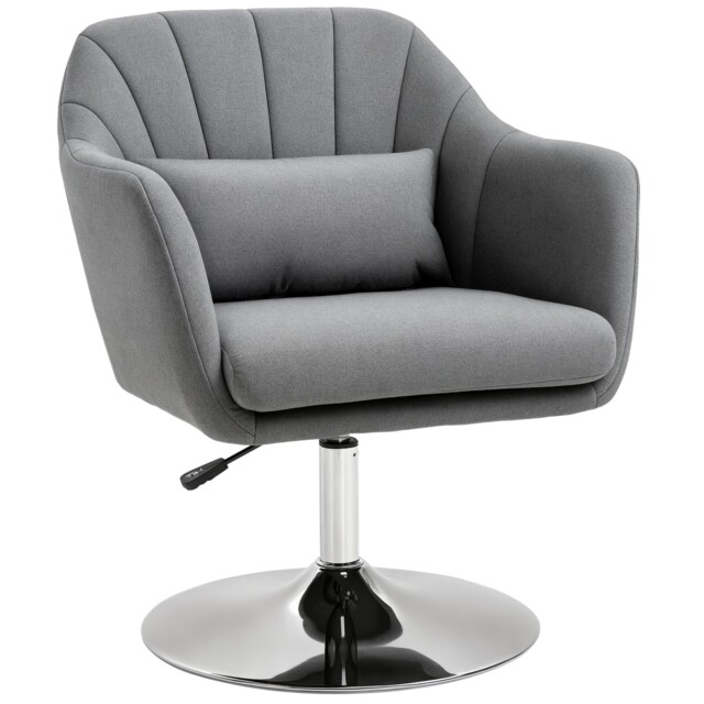 Homcom Stylish Retro Linen Swivel Tub Chair Steel Frame Cushion Seat