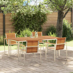 Garden Dining Set 5pc Brown Solid Acacia Wood Table 180x90cm Chairs