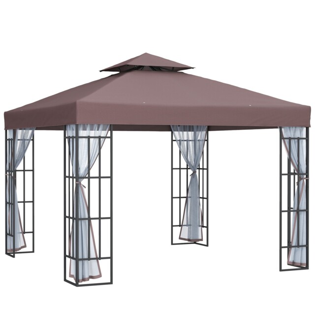 Outsunny 3 X 3(m) Patio Gazebo Canopy Garden Pavilion With 2 Tier