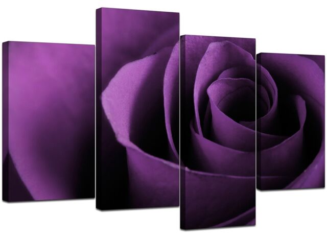 Large Purple Rose Floral Canvas Wall Art Pictures 130cm Prints Xl 4112